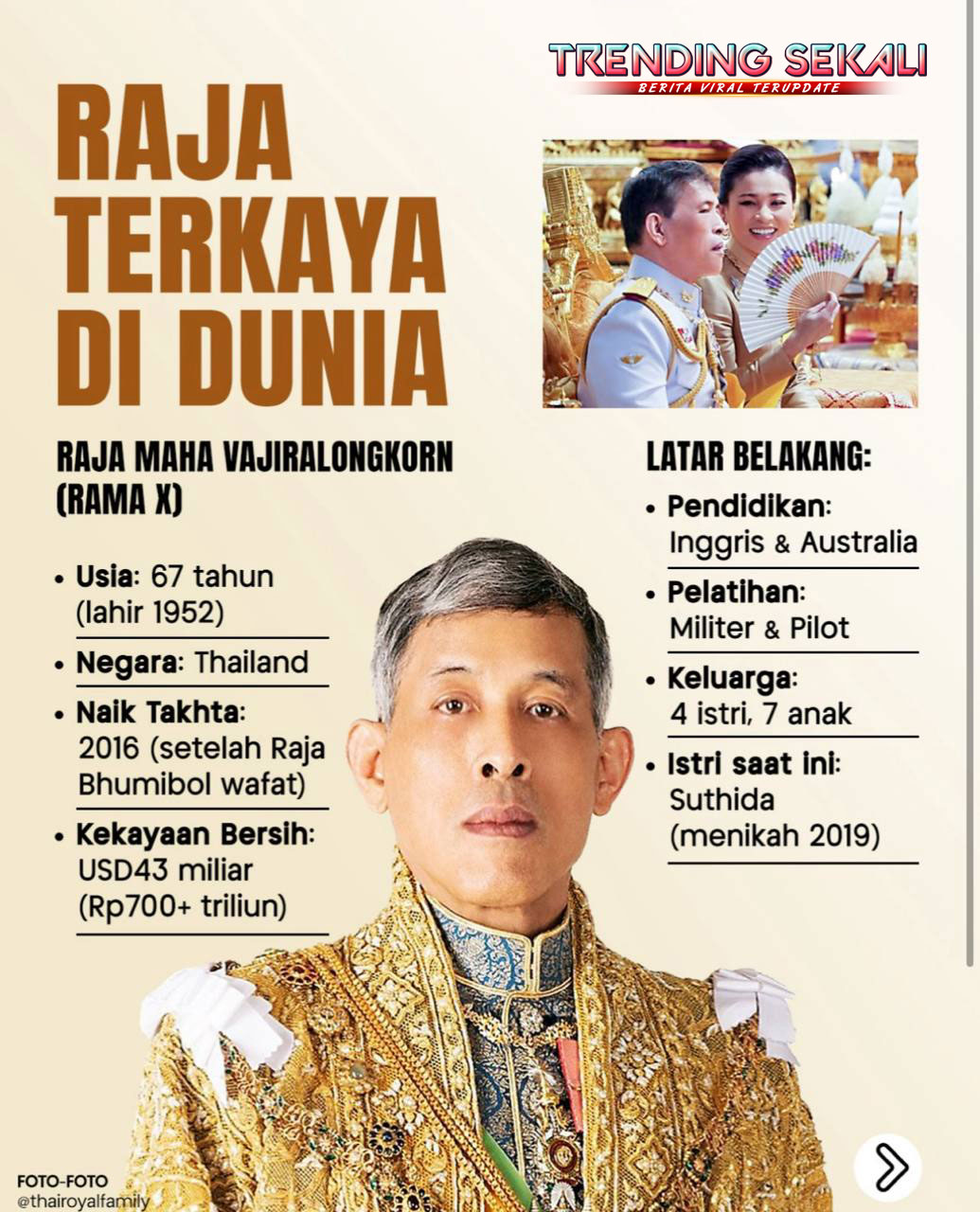 Raja Vajiralongkorn Dinobatkan sebagai Raja Terkaya di Dunia dengan Kekayaan Fantastis